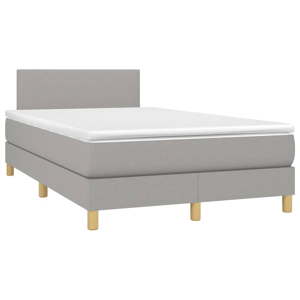 világosszürke szövet rugós és LED-es ágy matraccal 120x190 cm
