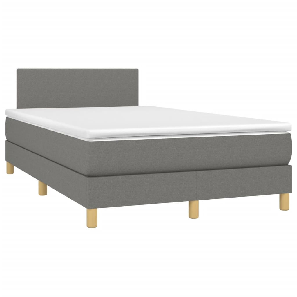 sötétszürke szövet rugós és LED-es ágy matraccal 120x190 cm