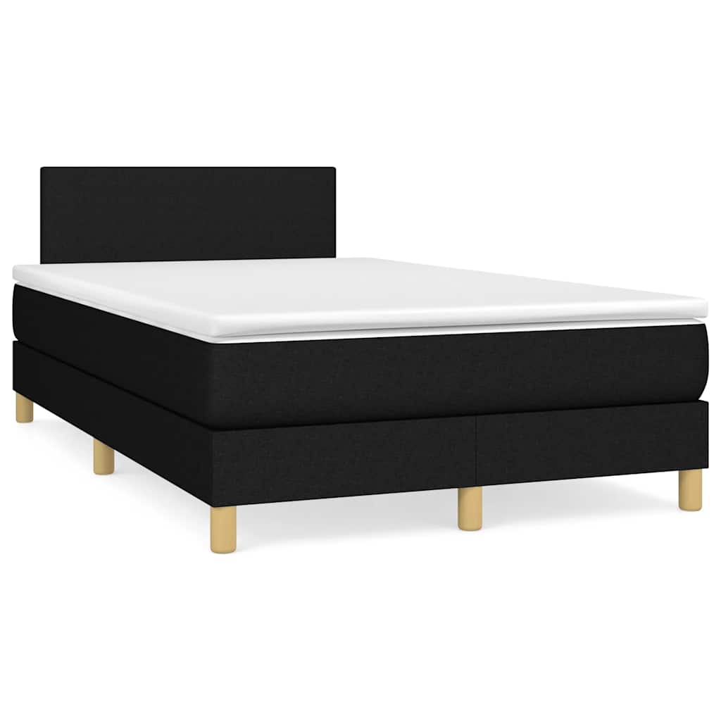fekete szövet rugós és LED-es ágy matraccal 120x190 cm