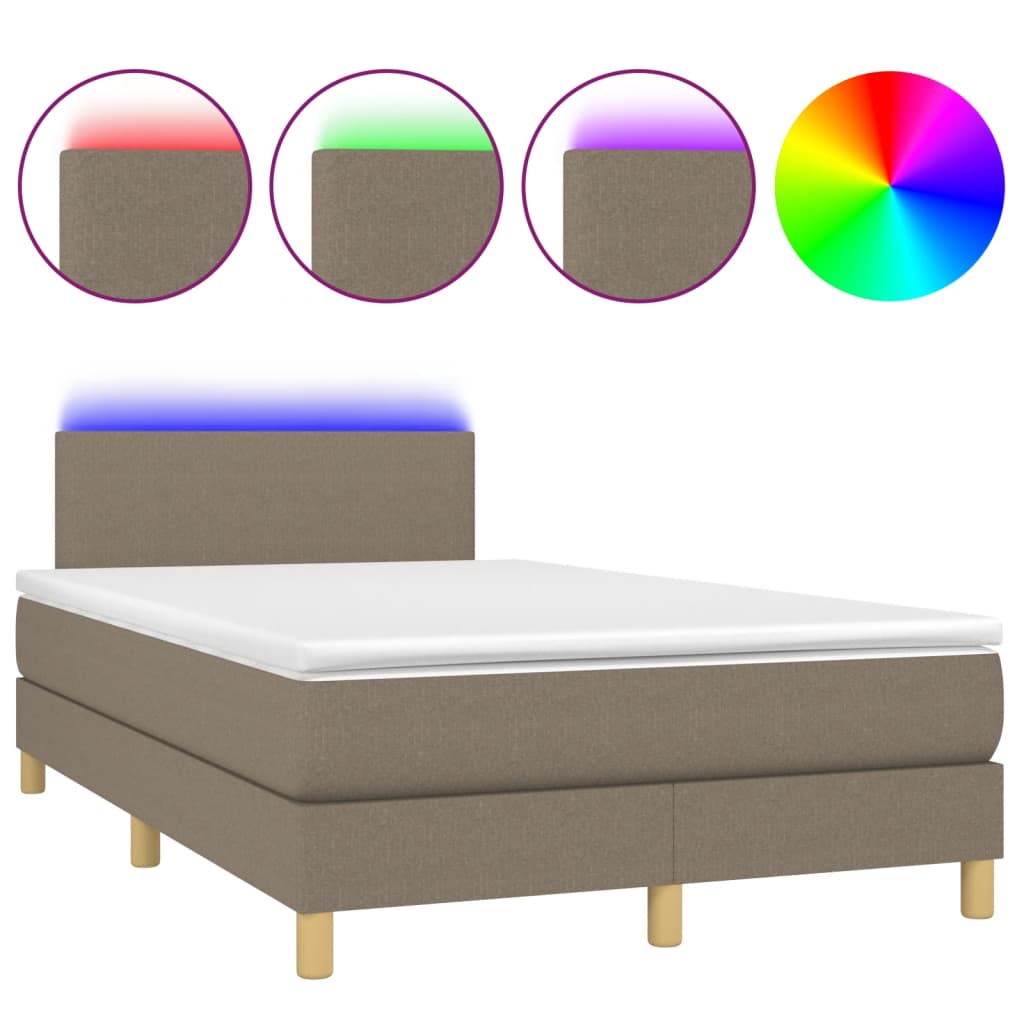 tópszínű szövet rugós és LED-es ágy matraccal 120x190cm