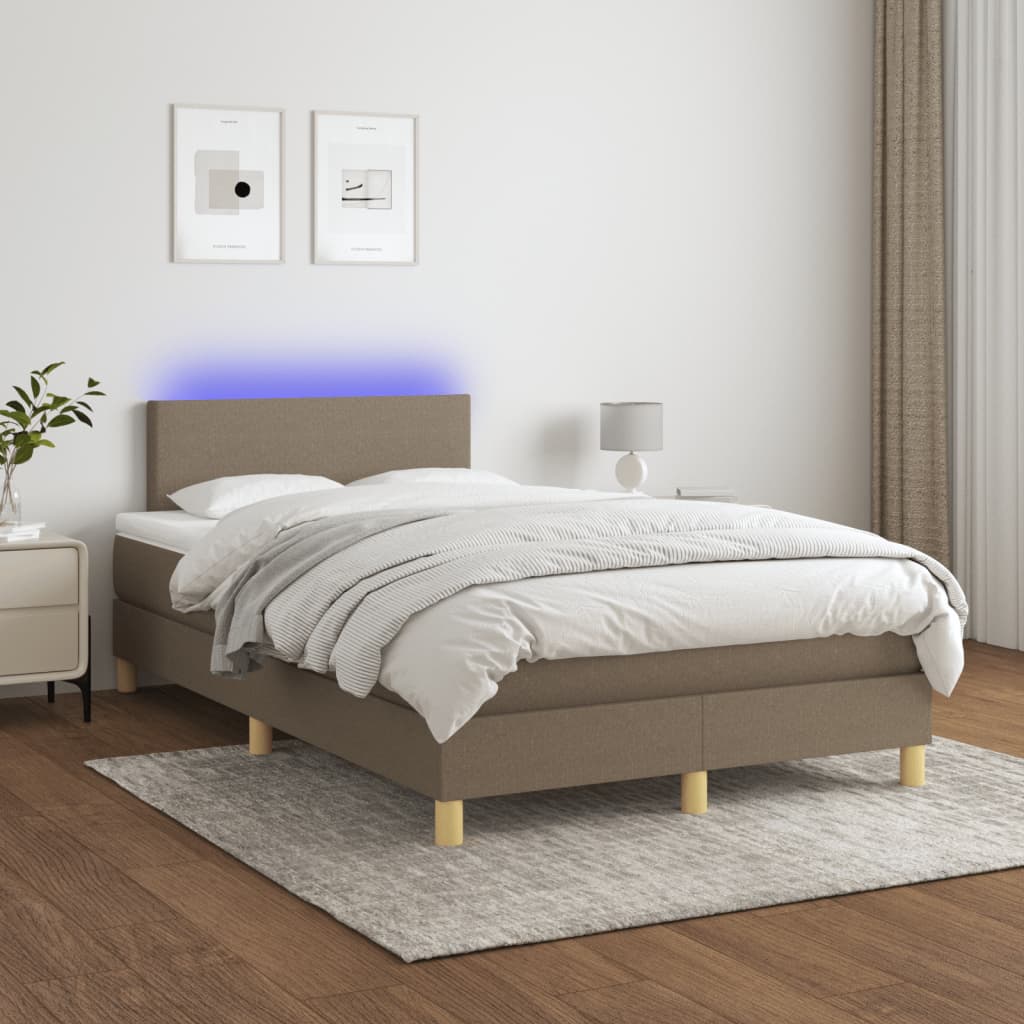 tópszínű szövet rugós és LED-es ágy matraccal 120x190cm