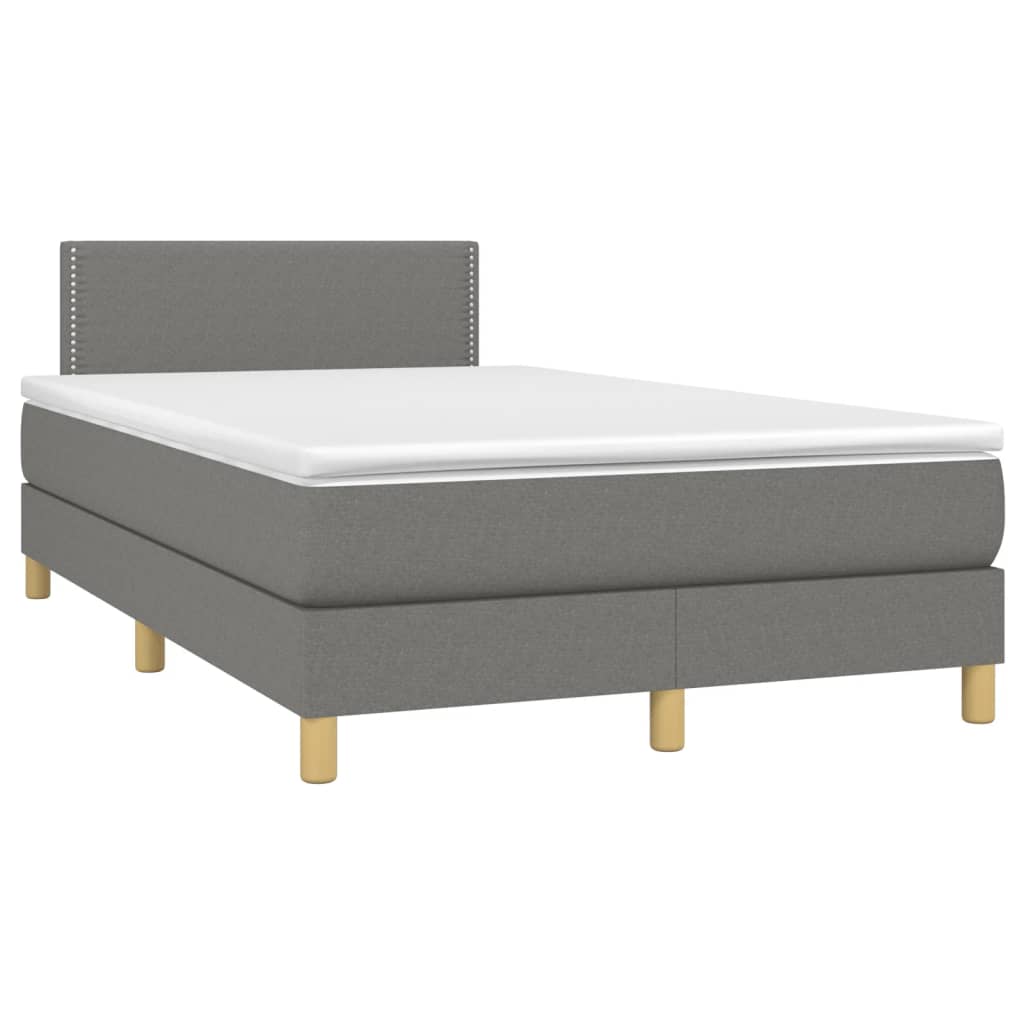 sötétszürke szövet rugós és LED-es ágy matraccal 120x190 cm