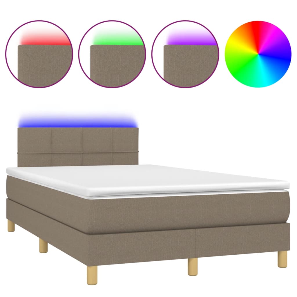 tópszínű szövet rugós és LED-es ágy matraccal 120x190cm