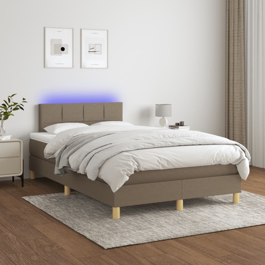 tópszínű szövet rugós és LED-es ágy matraccal 120x190cm