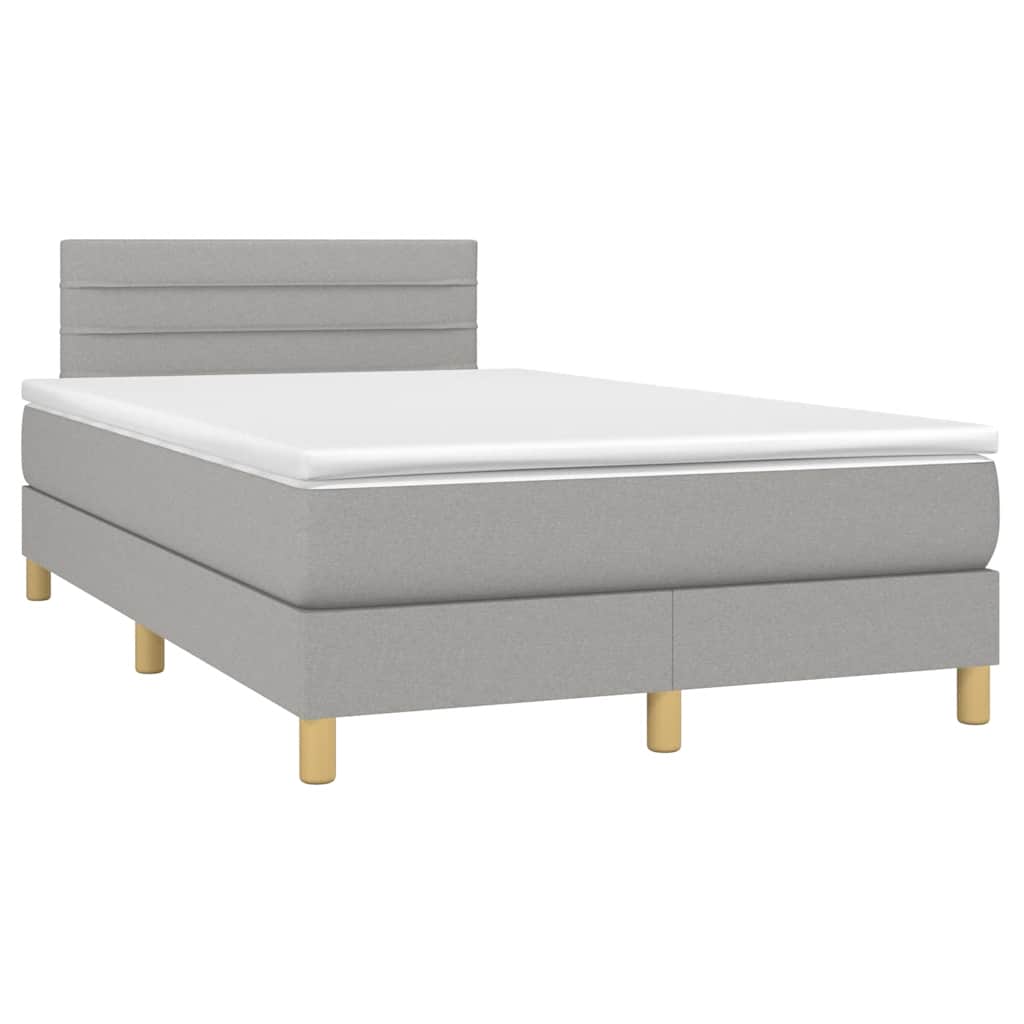 világosszürke szövet rugós és LED-es ágy matraccal 120x190 cm
