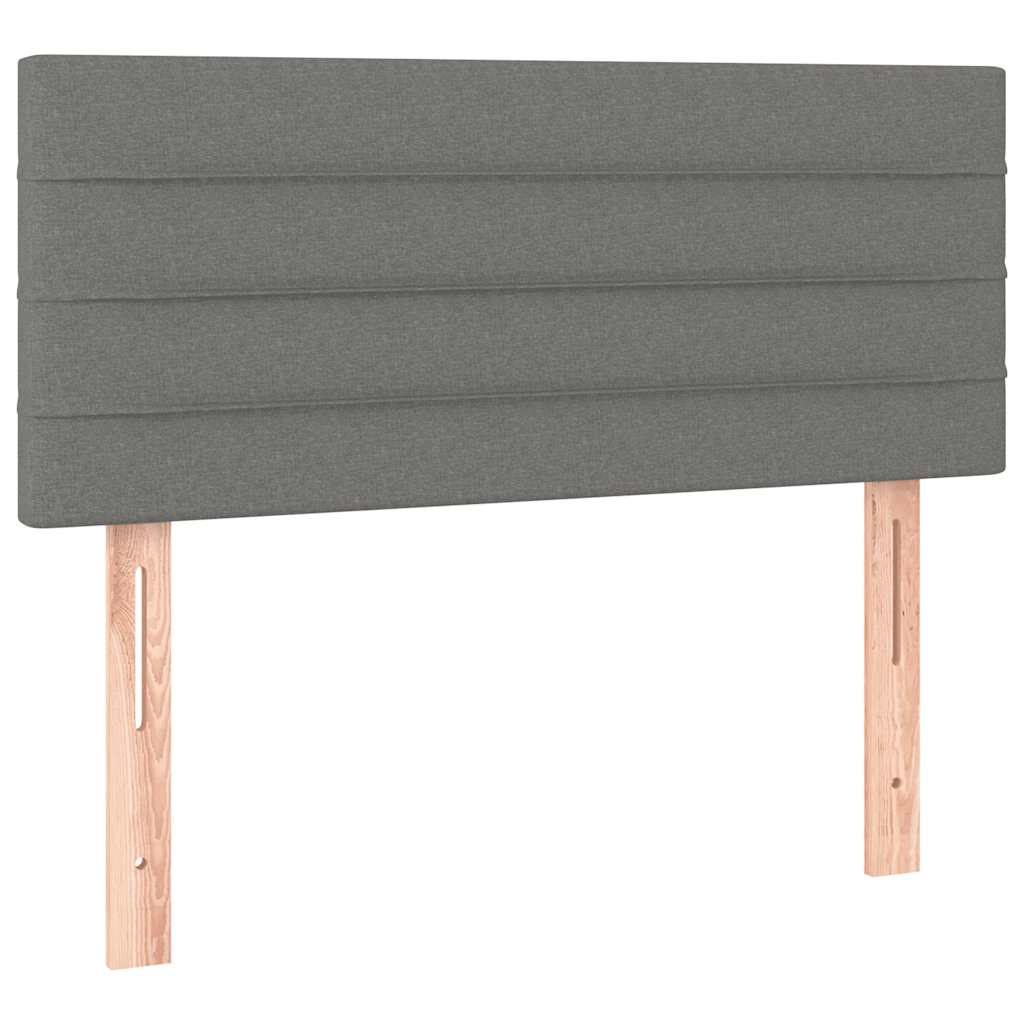 sötétszürke szövet rugós és LED-es ágy matraccal 120 x 190 cm