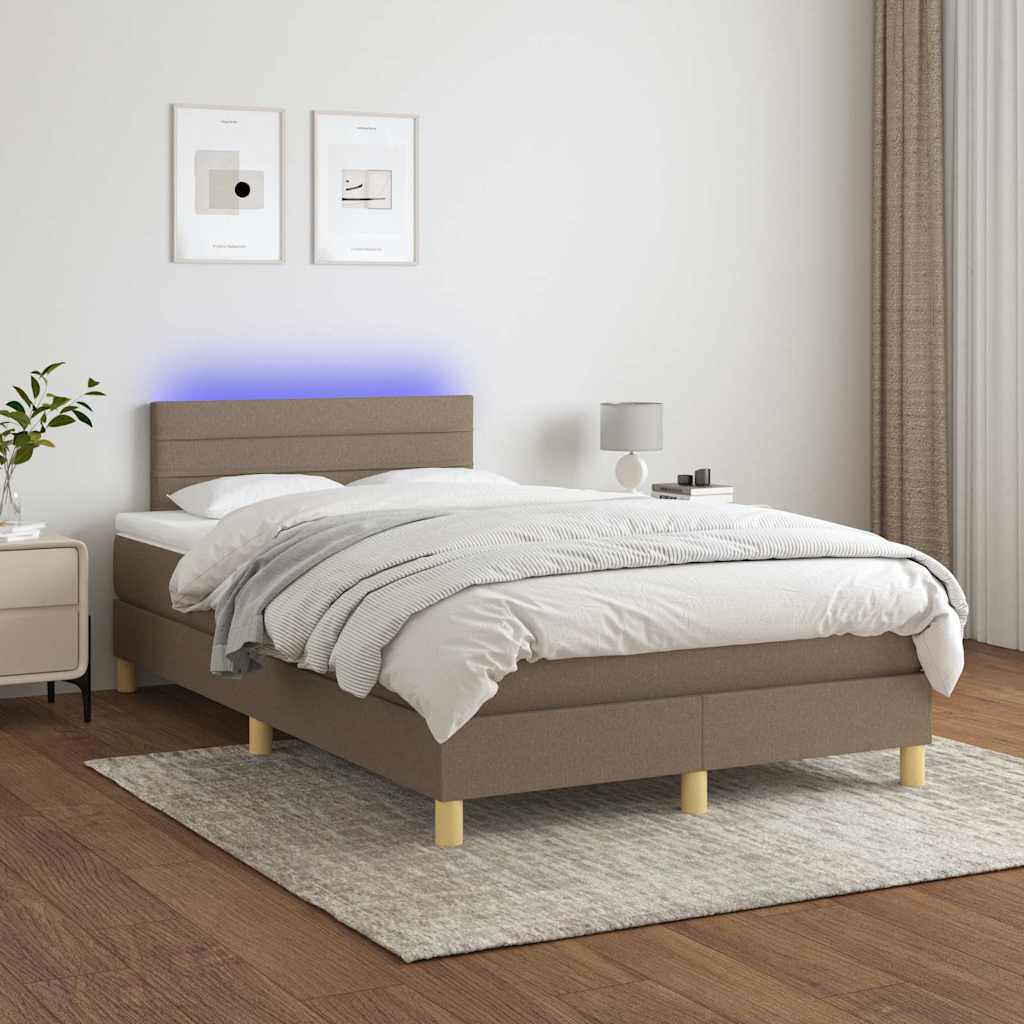 tópszínű szövet rugós és LED-es ágy matraccal 120x190cm