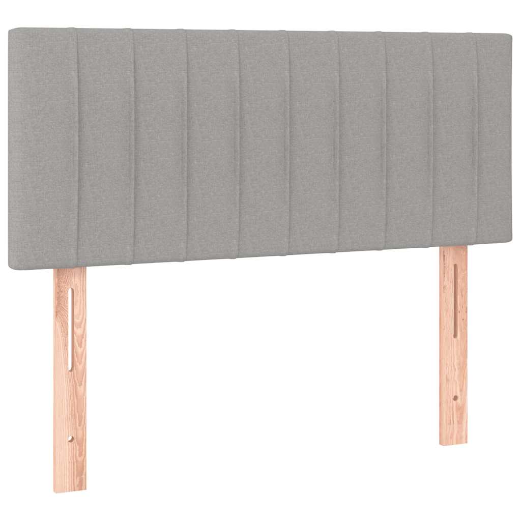 világosszürke szövet rugós és LED-es ágy matraccal 120x190 cm