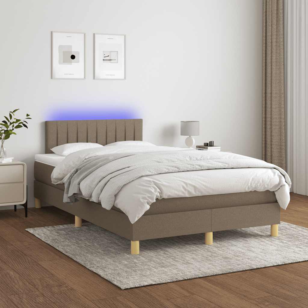 tópszínű szövet rugós és LED-es ágy matraccal 120x190cm