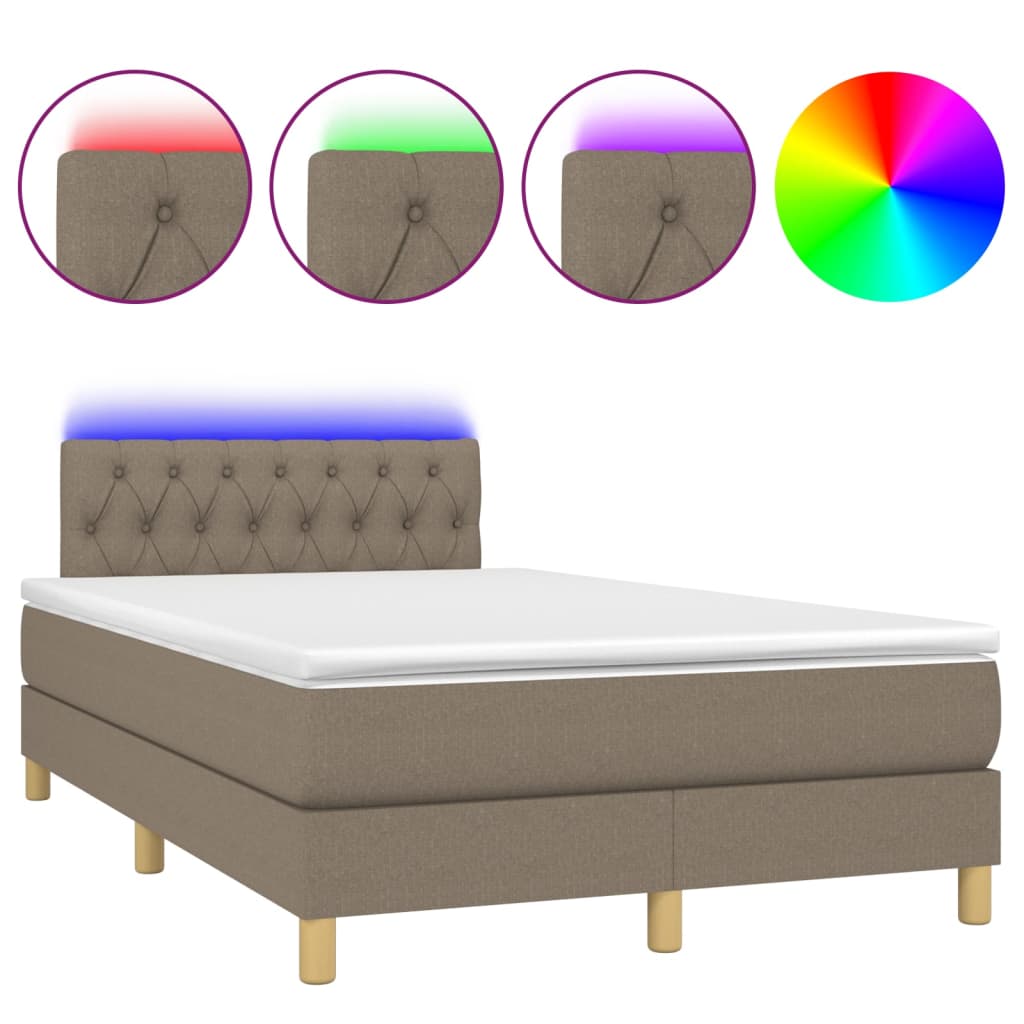 tópszínű szövet rugós és LED-es ágy matraccal 120x190cm