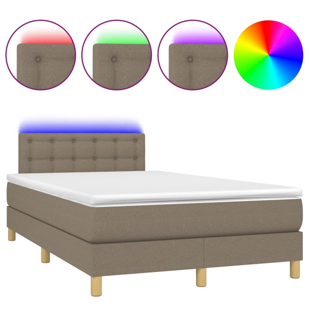 tópszínű szövet rugós és LED-es ágy matraccal 120x190cm