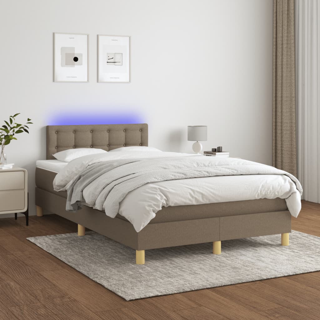 tópszínű szövet rugós és LED-es ágy matraccal 120x190cm