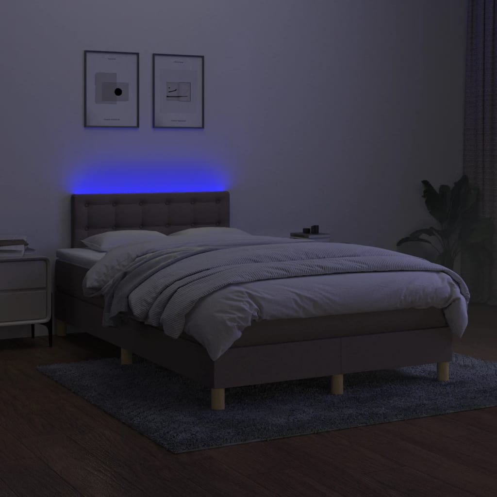 tópszínű szövet rugós és LED-es ágy matraccal 120x190cm