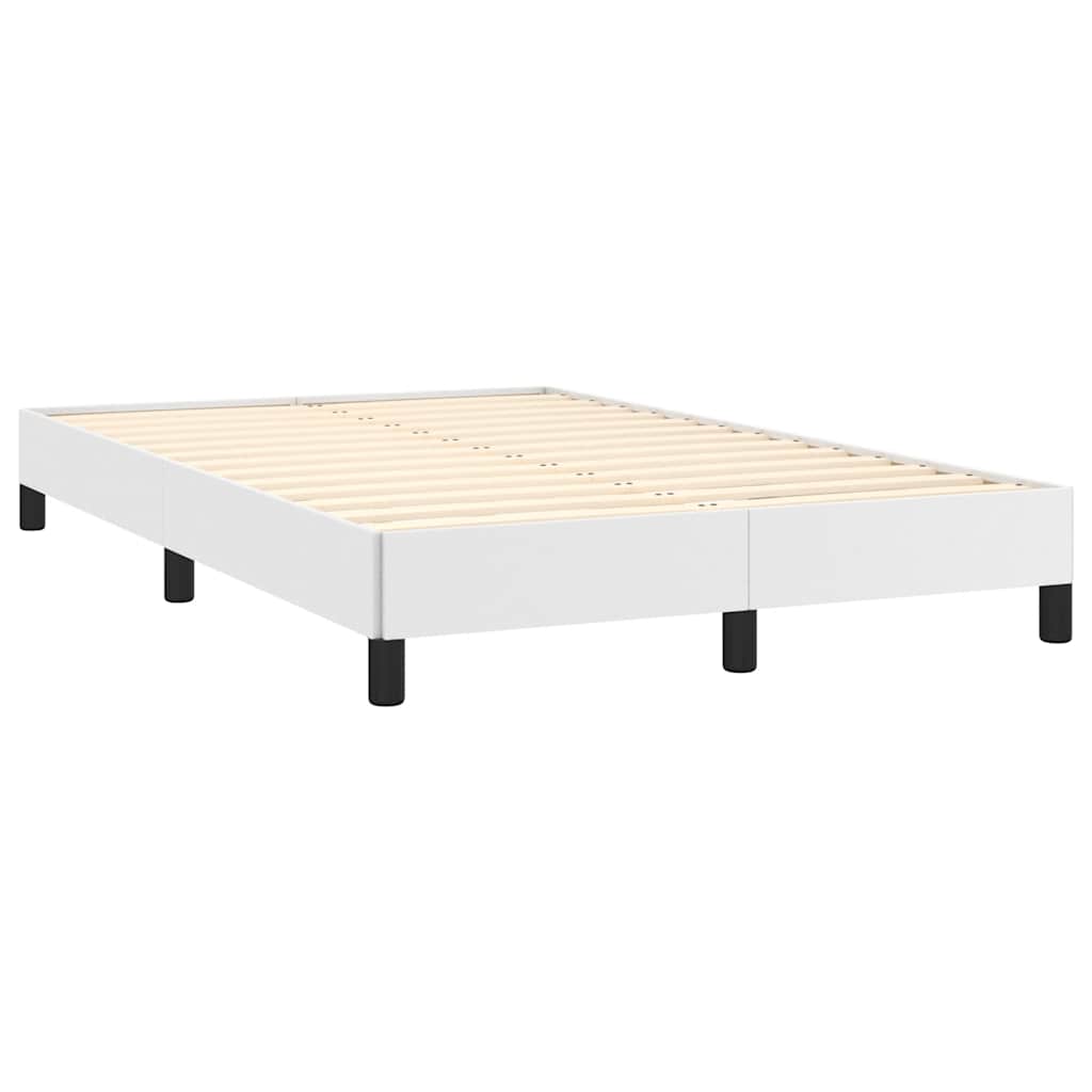 fehér műbőr rugós és LED-es ágy matraccal 120x190 cm