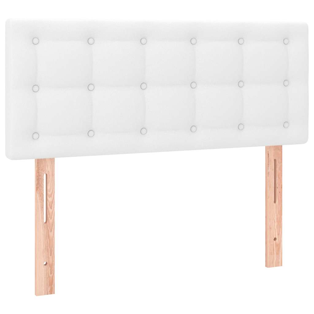 fehér műbőr rugós és LED-es ágy matraccal 120x190 cm