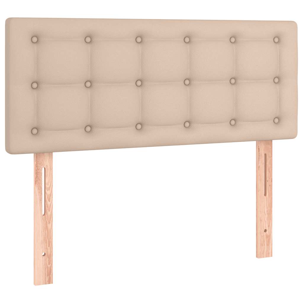 cappuccino színű műbőr rugós és LED-es ágy matraccal 120x190 cm