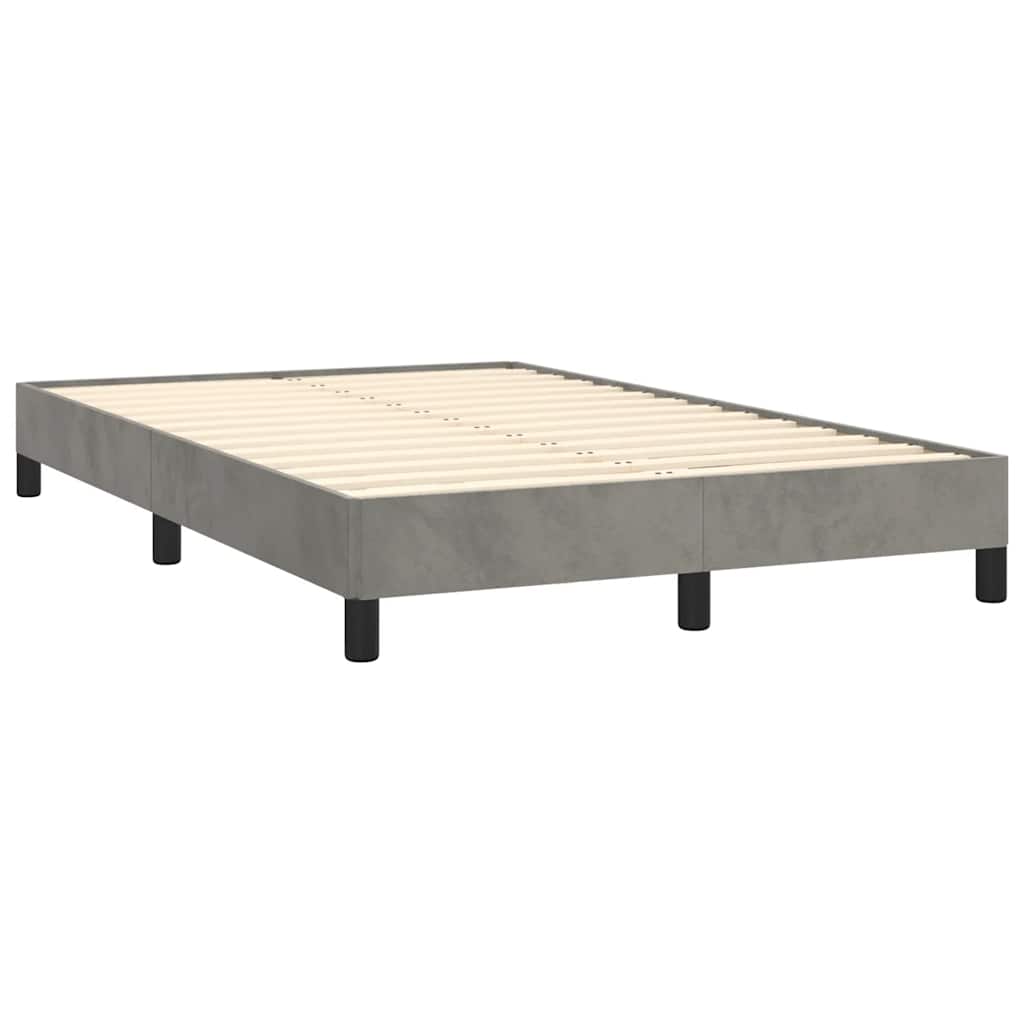 világosszürke bársony rugós és LED-es ágy matraccal 120x190 cm