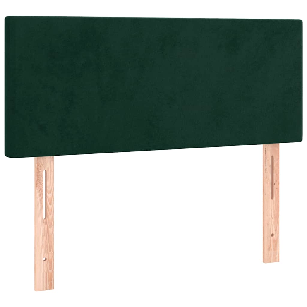 sötétzöld bársony rugós és LED-es ágy matraccal 120x190 cm