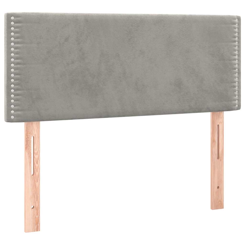 világosszürke bársony rugós és LED-es ágy matraccal 120x190 cm