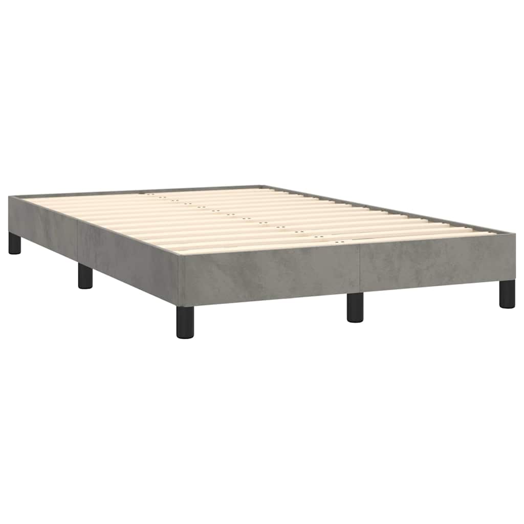 világosszürke bársony rugós és LED-es ágy matraccal 120x190 cm