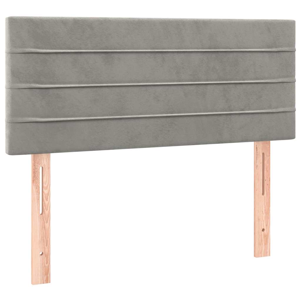 világosszürke bársony rugós és LED-es ágy matraccal 120x190 cm
