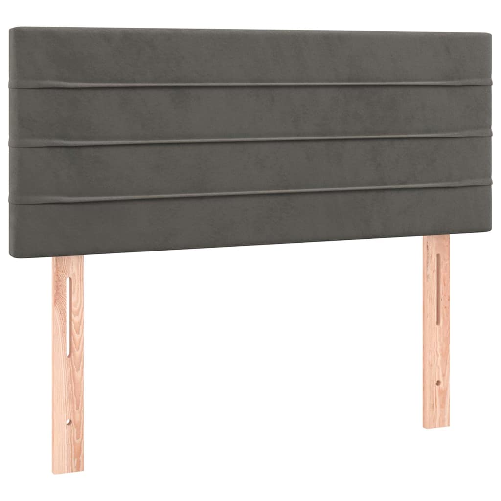 sötétszürke bársony rugós és LED-es ágy matraccal 120x190 cm