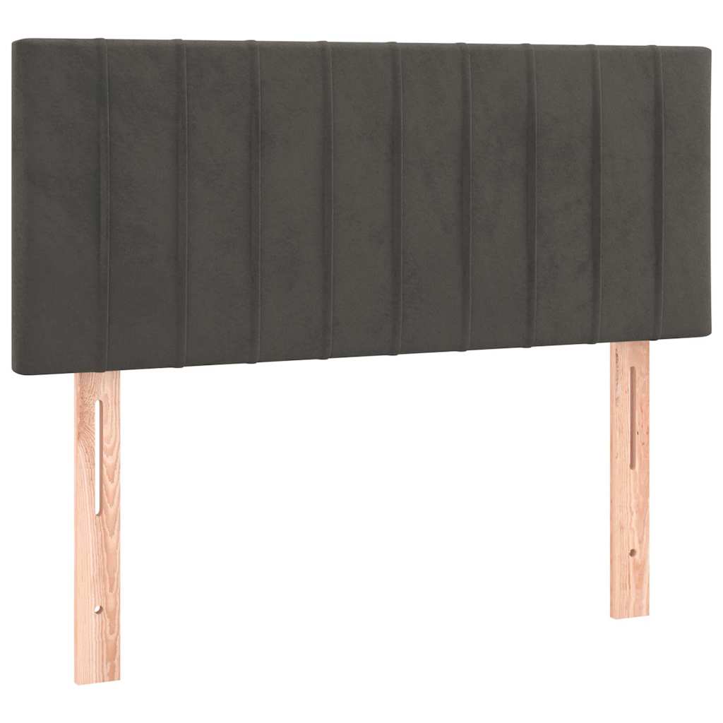 sötétszürke bársony rugós és LED-es ágy matraccal 120x190 cm
