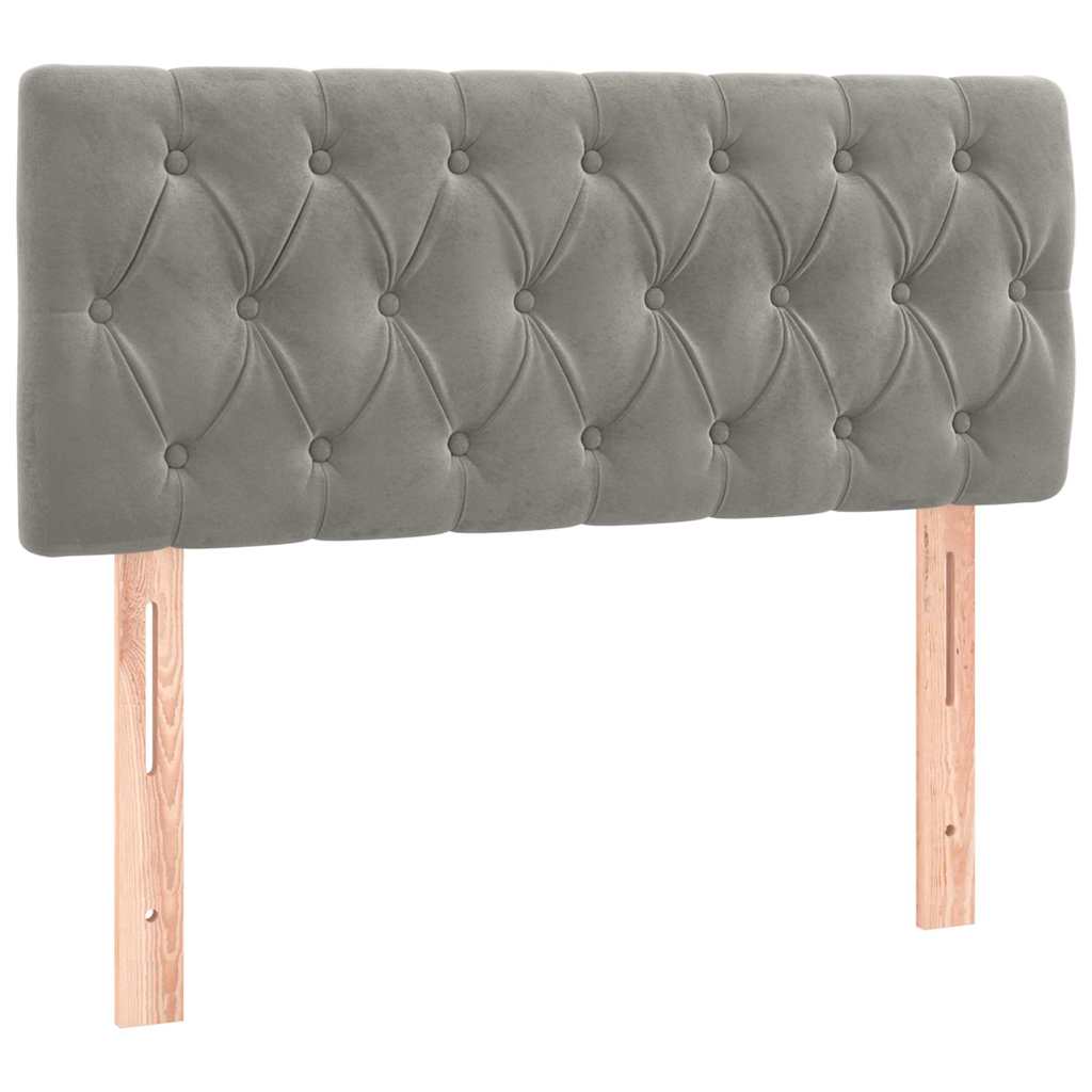 világosszürke bársony rugós és LED-es ágy matraccal 120x190 cm
