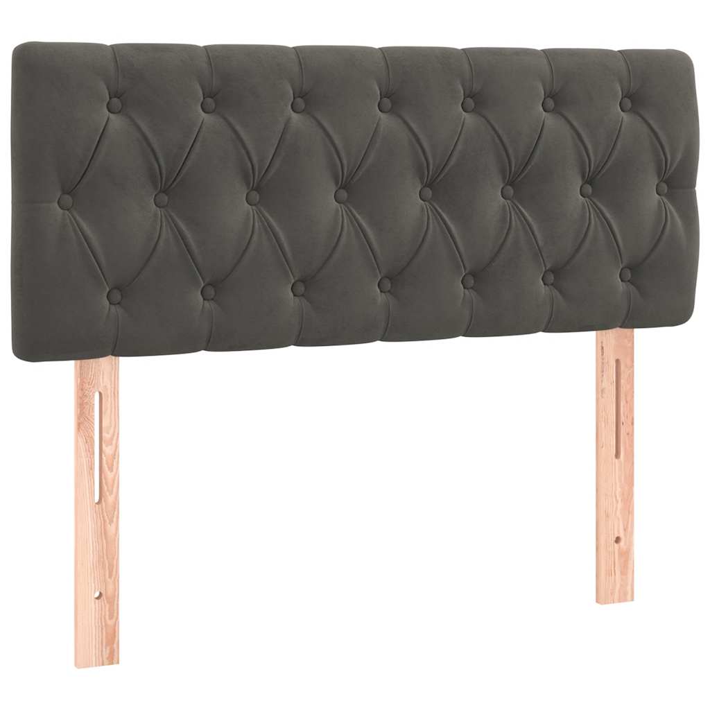 sötétszürke bársony rugós és LED-es ágy matraccal 120x190 cm