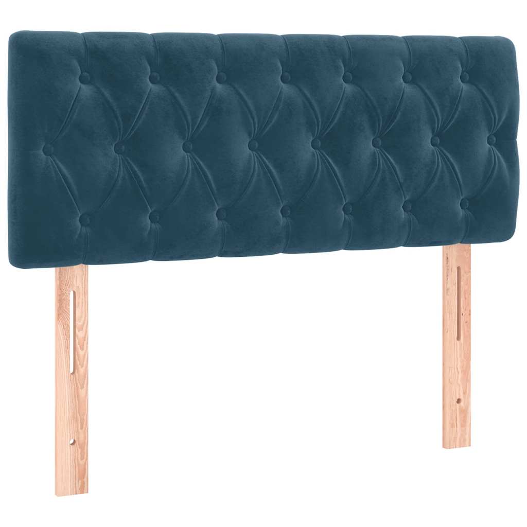 sötétkék bársony rugós és LED-es ágy matraccal 120x190 cm
