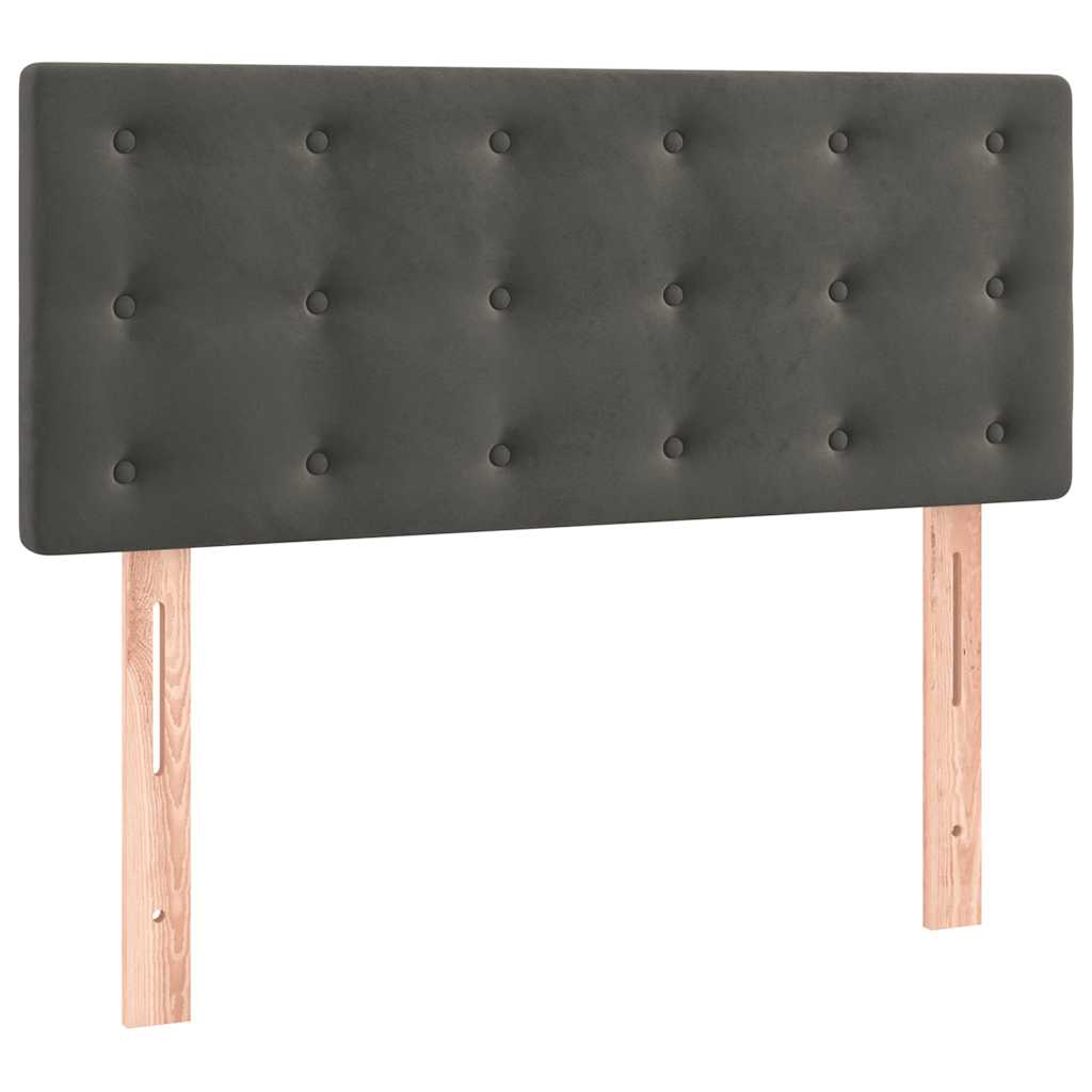 sötétszürke bársony rugós és LED-es ágy matraccal 120x190 cm