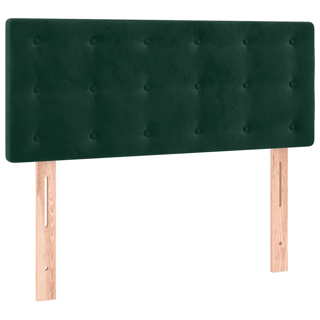 sötétzöld bársony rugós és LED-es ágy matraccal 120x190 cm