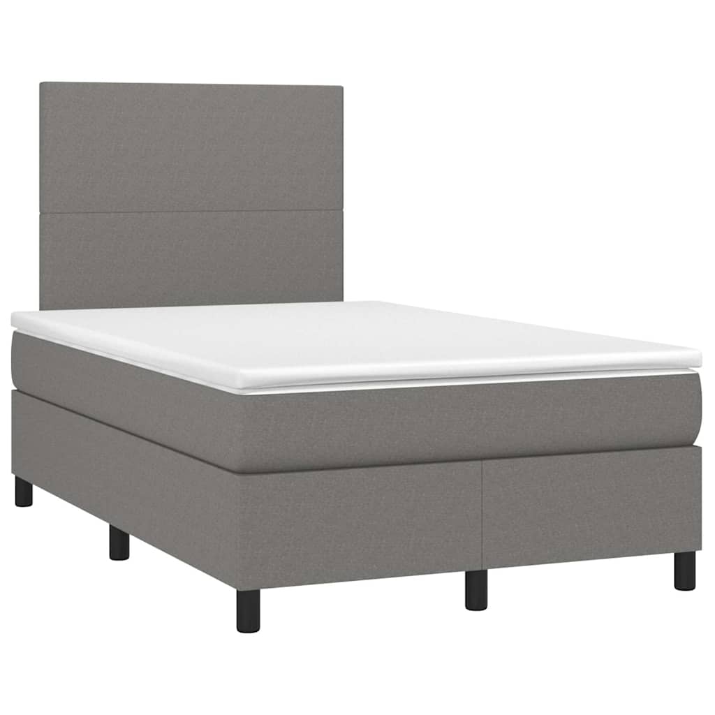 sötétszürke szövet rugós és LED-es ágy matraccal 120x190 cm