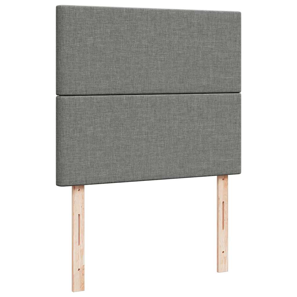 sötétszürke szövet rugós és LED-es ágy matraccal 120x190 cm