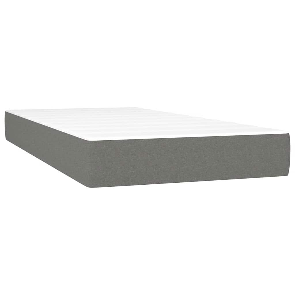 sötétszürke szövet rugós és LED-es ágy matraccal 120x190 cm