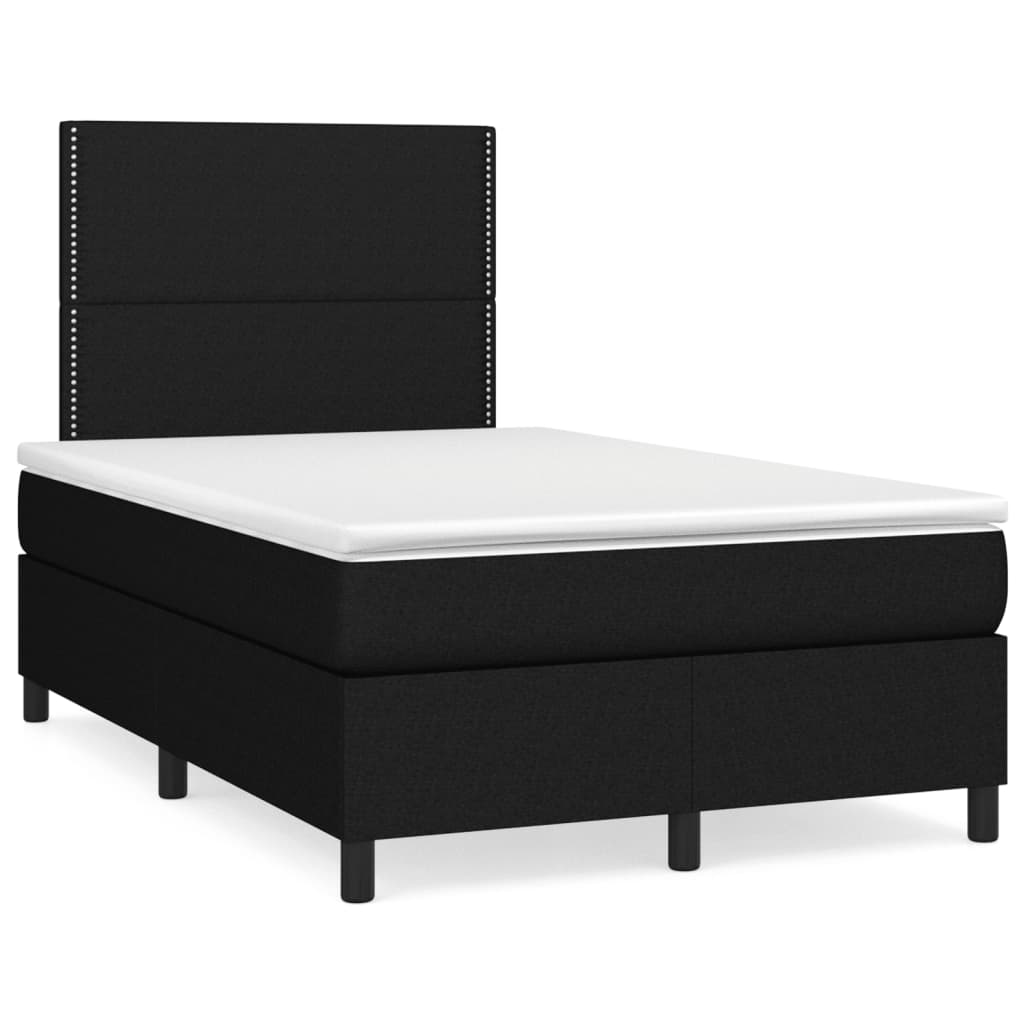 fekete szövet rugós és LED-es ágy matraccal 120x190 cm