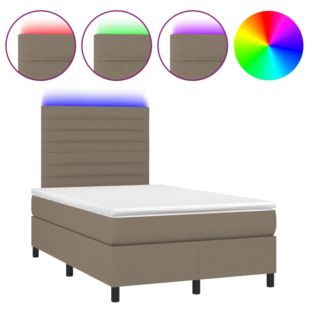 tópszínű szövet rugós és LED-es ágy matraccal 120x190cm