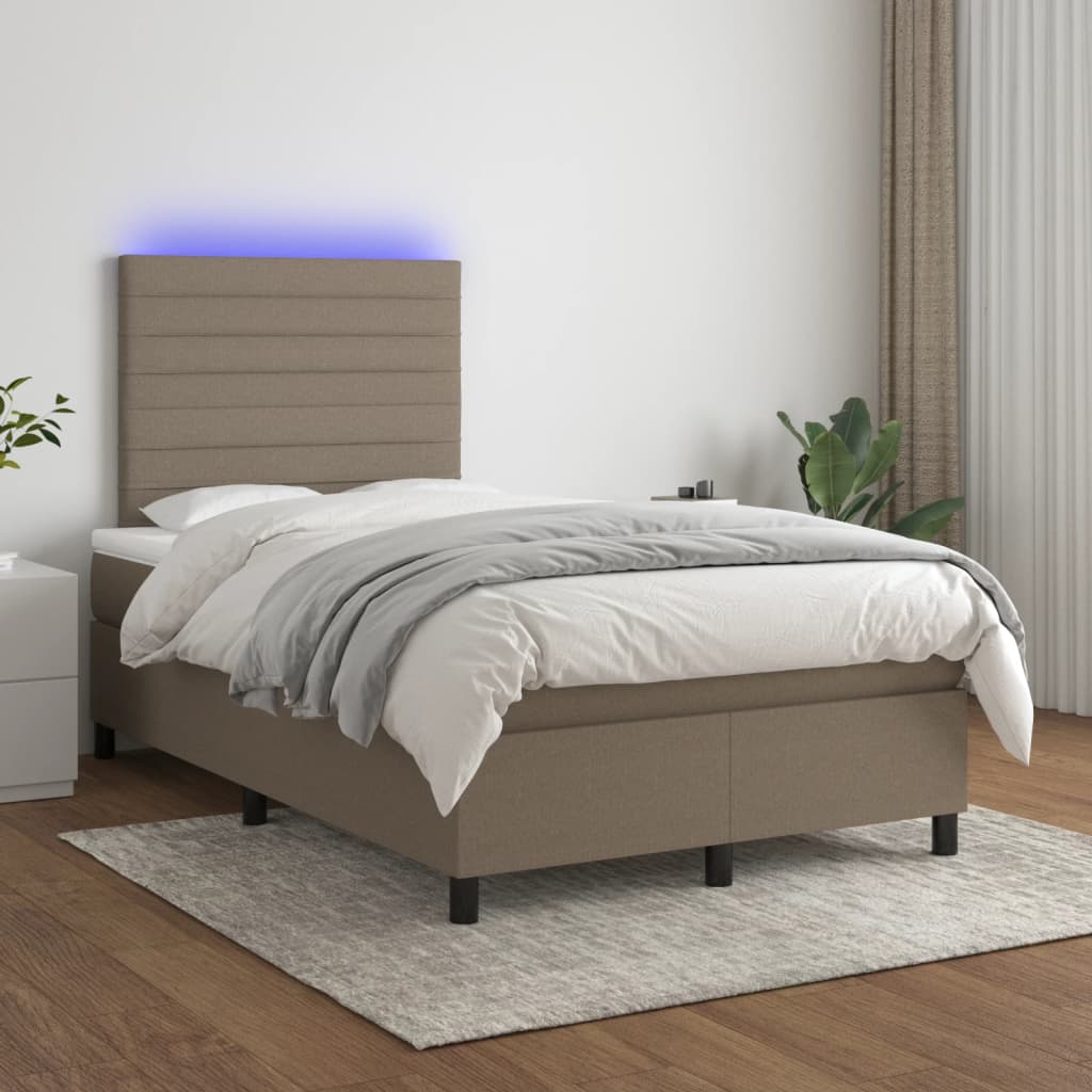 tópszínű szövet rugós és LED-es ágy matraccal 120x190cm