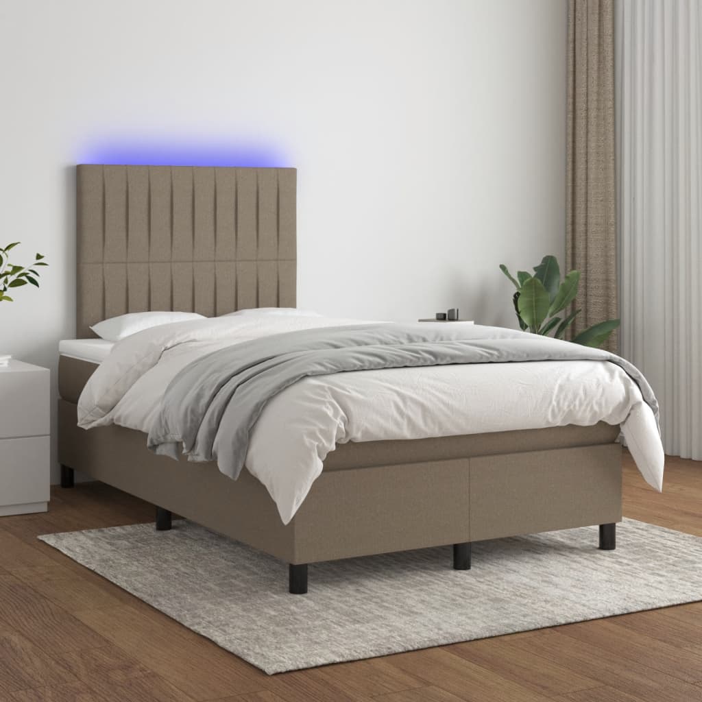 tópszínű szövet rugós és LED-es ágy matraccal 120x190cm