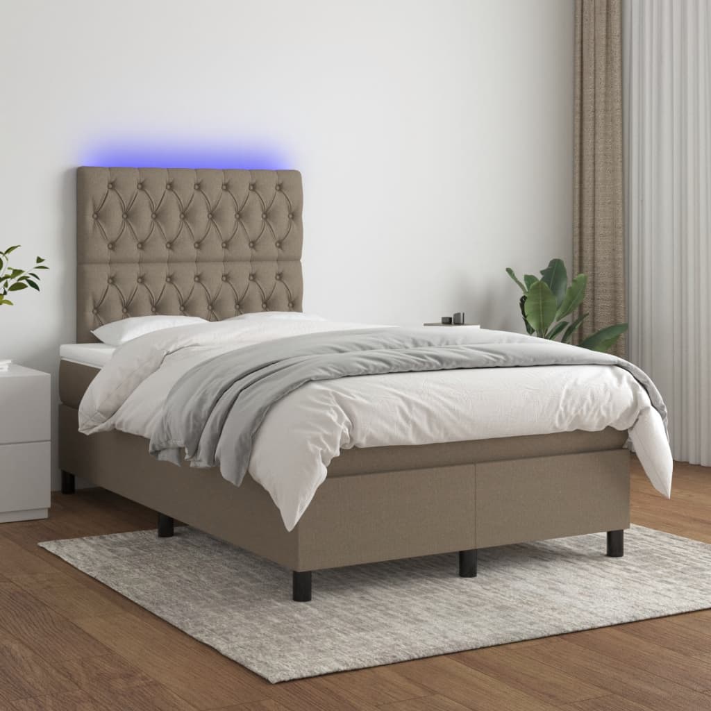 tópszínű szövet rugós és LED-es ágy matraccal 120x190cm