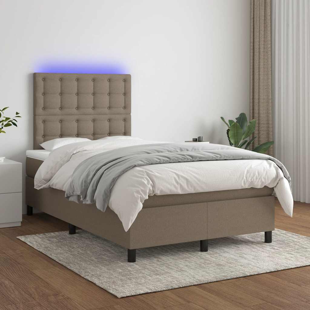 tópszínű szövet rugós és LED-es ágy matraccal 120x190cm