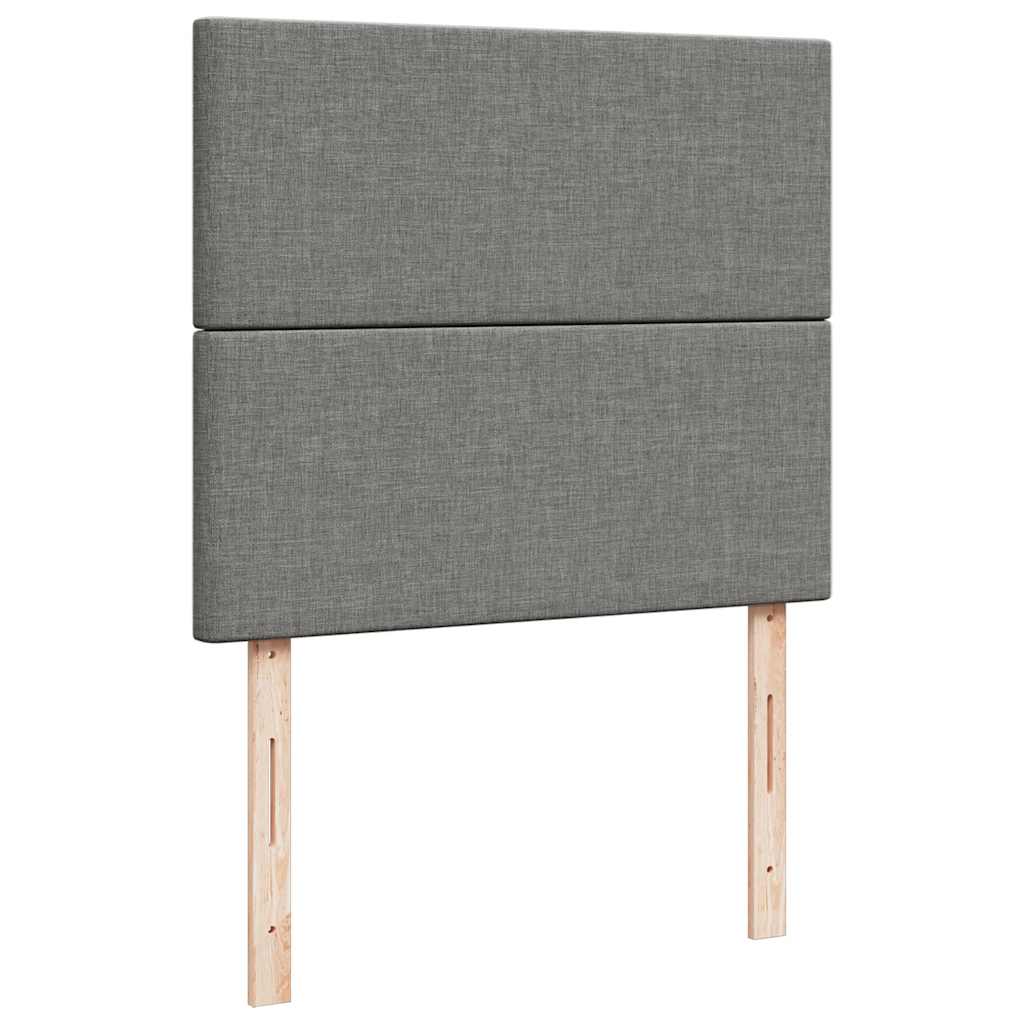 sötétszürke szövet rugós és LED-es ágy matraccal 120x190 cm