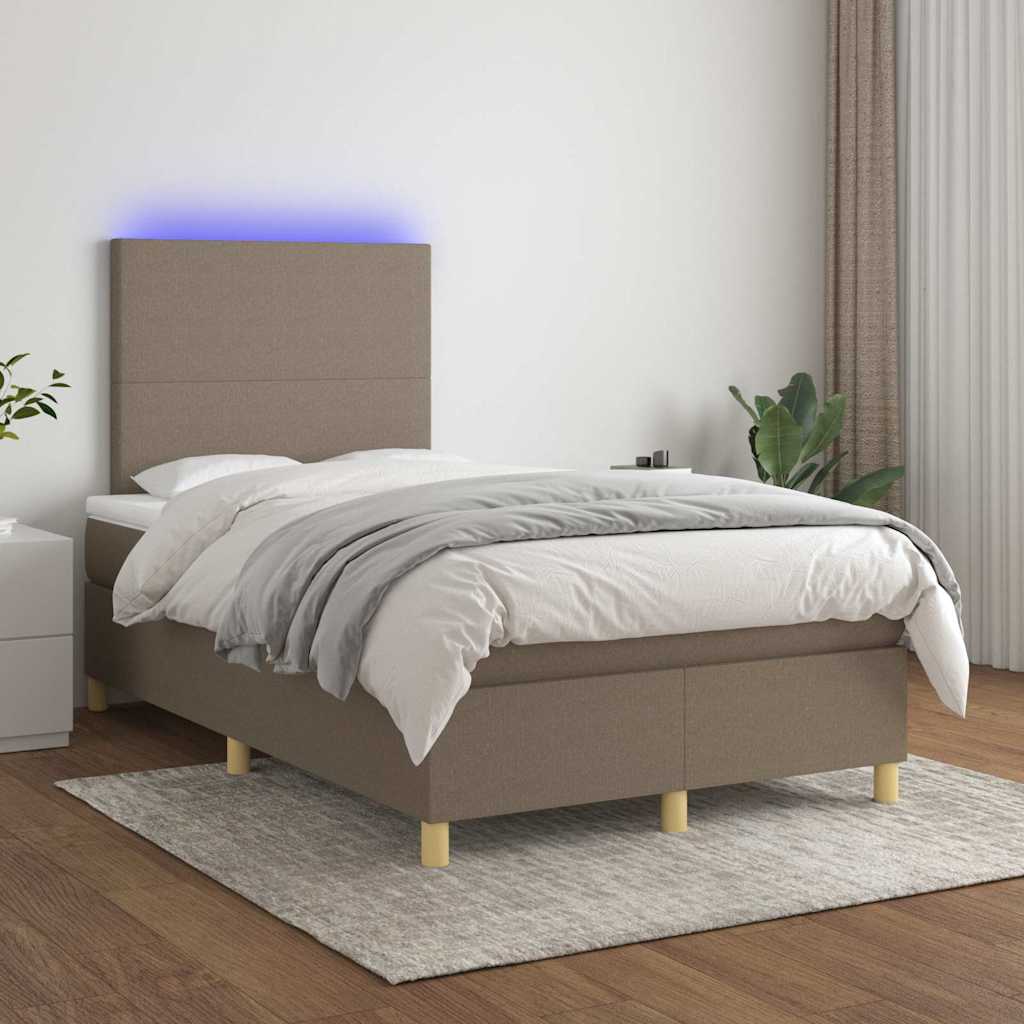 tópszínű szövet rugós és LED-es ágy matraccal 120x190cm
