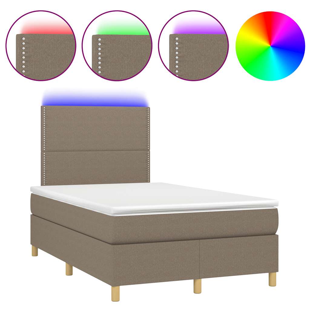 tópszínű szövet rugós és LED-es ágy matraccal 120x190cm
