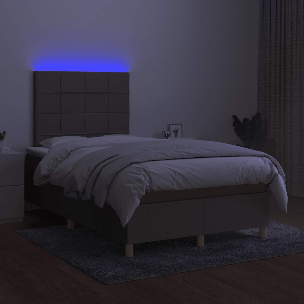 tópszínű szövet rugós és LED-es ágy matraccal 120x190cm