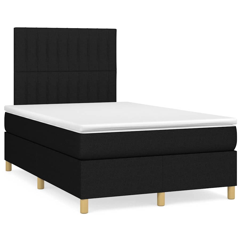 fekete szövet rugós és LED-es ágy matraccal 120x190 cm