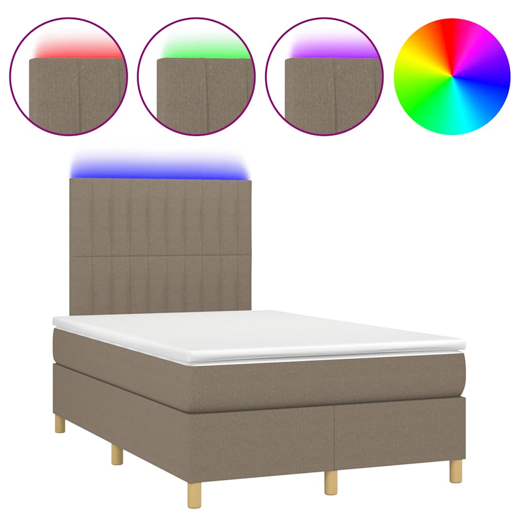 tópszínű szövet rugós és LED-es ágy matraccal 120x190cm