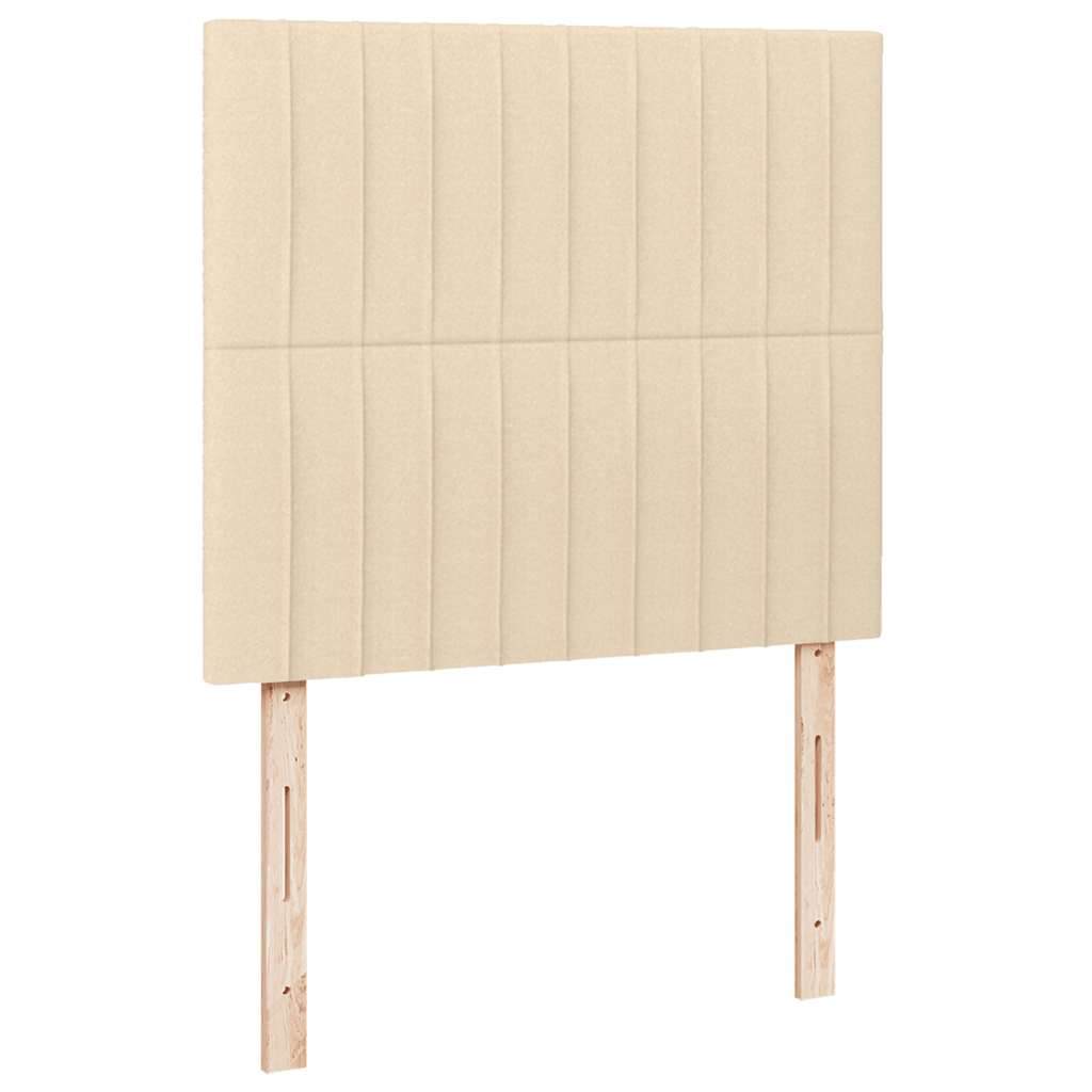 krémszínű szövet rugós és LED-es ágy matraccal 120x190cm