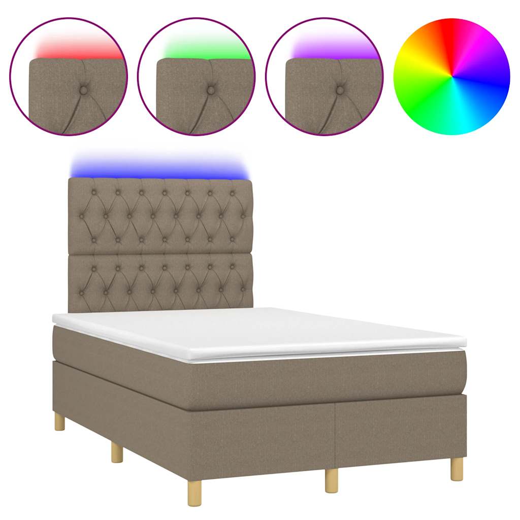 tópszínű szövet rugós és LED-es ágy matraccal 120x190cm