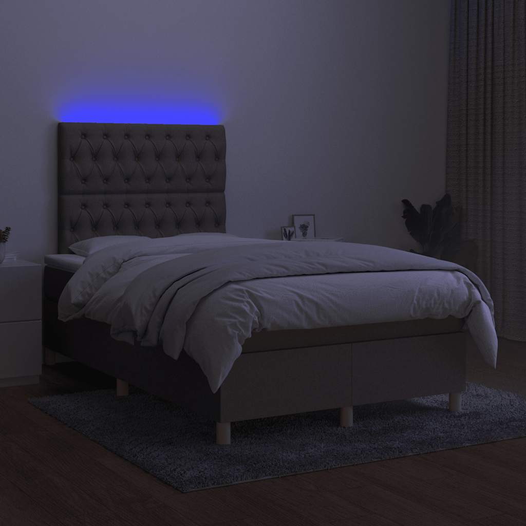 tópszínű szövet rugós és LED-es ágy matraccal 120x190cm